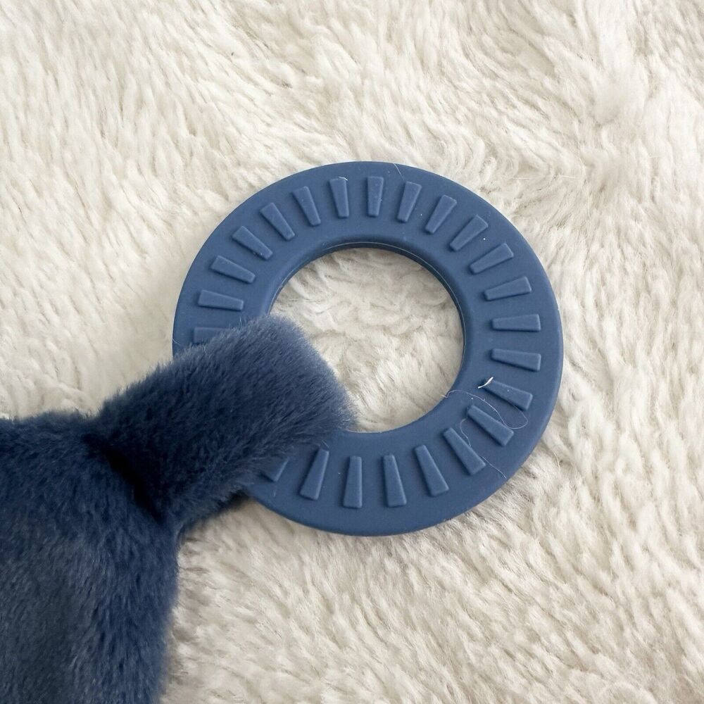 Bella Tunno Dark Blue Hippo Lovey Rattle Teething Rings Plush Baby Toy - Picture 4 of 6